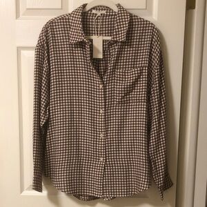 NEW Womens Z Supply River Plaid Button Up Shirt checkered sz L
